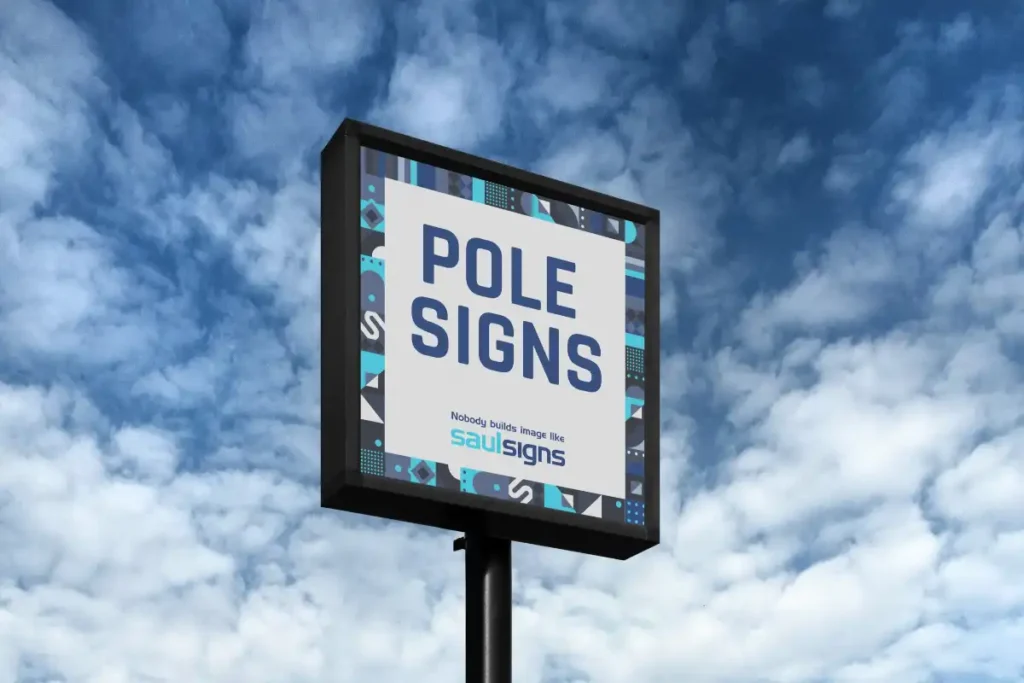 Exterior pole sign with display